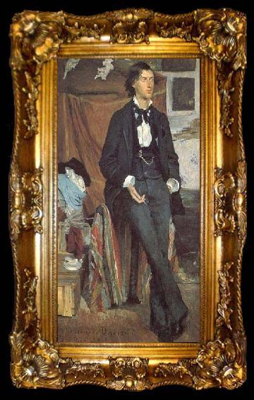 framed  Louise-Catherine Breslau Portrait of Henry Davison, English poet, ta009-2